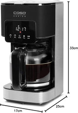 Macchina per caffè espresso CASO Coffee Taste and Style con filtro permanente, 1,5 l, temperatura di erogazione ottimale 92-96 °C, sistema antigoccia, testa di erogazione ottimizzata, acciaio inossidabile, 12 tazze
