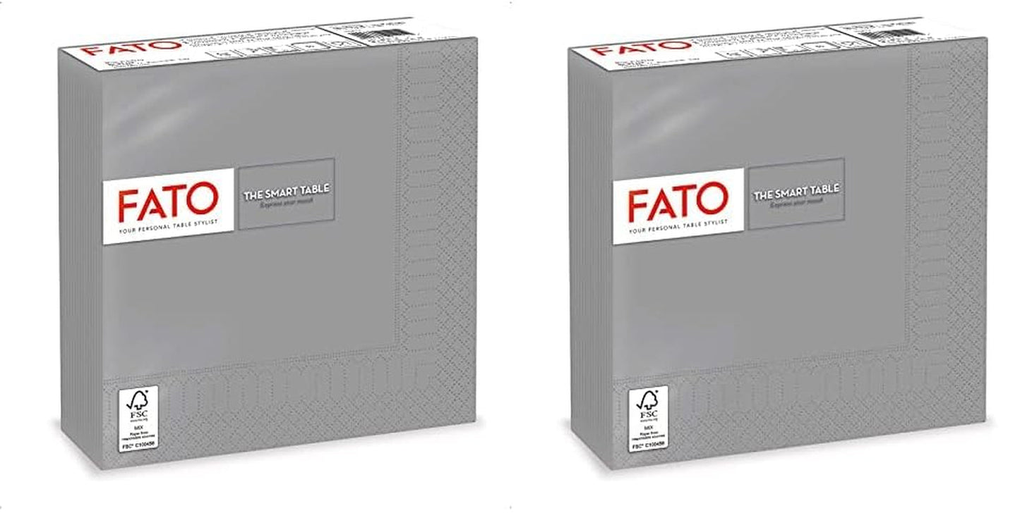 , Tovaglioli Carta Usa E Getta, Ideale per Pranzi Casual e Buffet, Confezione da 50 Tovaglioli, Misura 33X33, Piegato in 4, 2 Strati, Grigio, Carta 100% Pura Cellulosa, Certificato Fsc