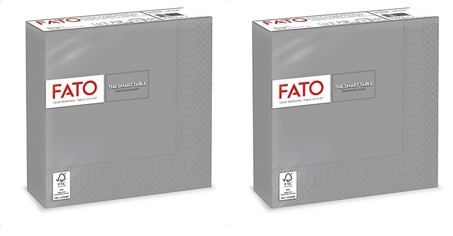 , Tovaglioli Carta Usa E Getta, Ideale per Pranzi Casual e Buffet, Confezione da 50 Tovaglioli, Misura 33X33, Piegato in 4, 2 Strati, Grigio, Carta 100% Pura Cellulosa, Certificato Fsc