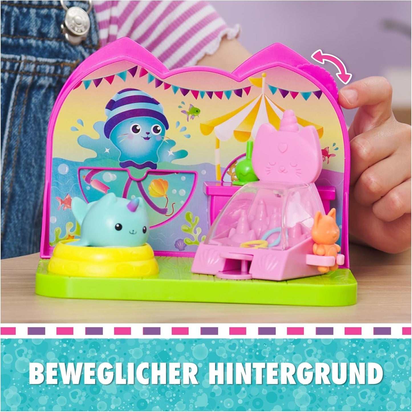 DREAMWORKS GABBY'S DOLLS HOUSE - Set da gioco per camera Deluxe, sala per feste Kitty Narwhale, mobili e accessori a tema, dai 3 anni in su