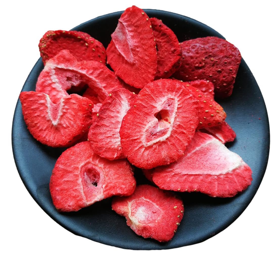 '- 150 g Fragole liofilizzate 100% naturali e pure - Fragole secche a fette - Frutta secca liofilizzata senza zuccheri aggiunti - Scaglie di fragole non zuccherate Prodotti disidratati Naty Shop 150 G Fragole