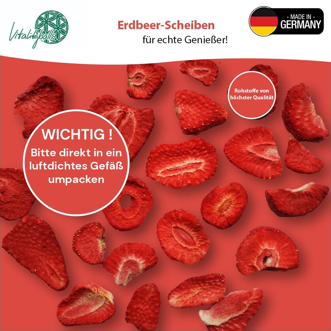'- 150 g Fragole liofilizzate 100% naturali e pure - Fragole secche a fette - Frutta liofilizzata senza zuccheri aggiunti - Scaglie di fragole non zuccherate Prodotti disidratati Naty Shop