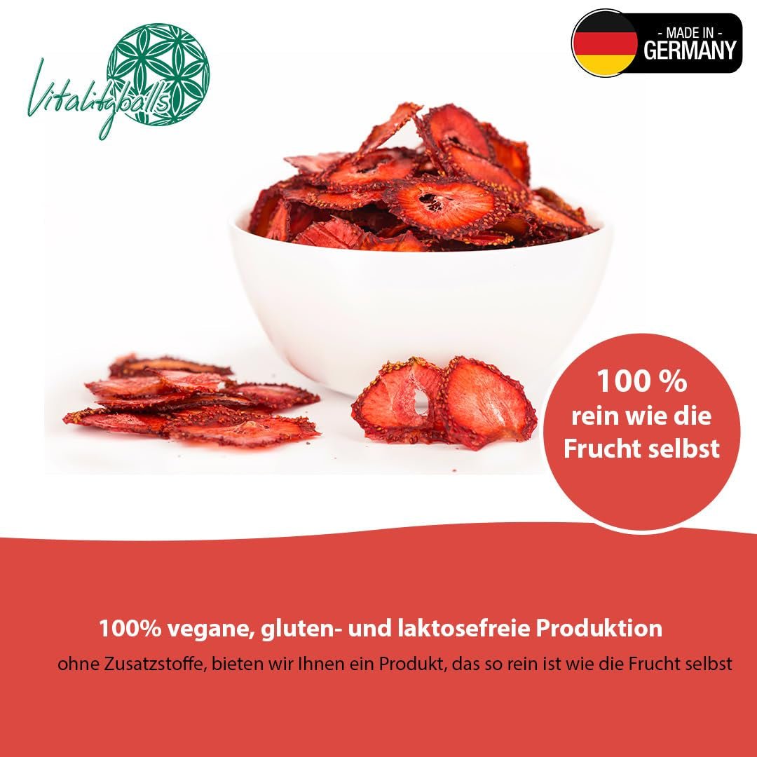 '- 150 g Fragole liofilizzate 100% naturali e pure - Fragole secche a fette - Frutta liofilizzata senza zuccheri aggiunti - Scaglie di fragole non zuccherate Prodotti disidratati Naty Shop