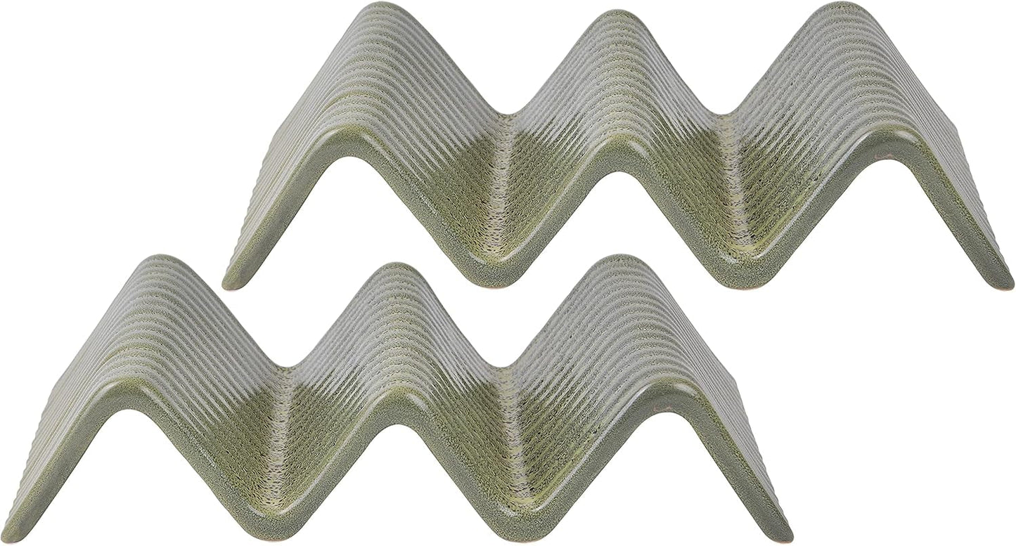 CreaTable, 33984, serie Street Food, set di stoviglie per 2, supporto Street Taco 2 in gres, lavabile in lavastoviglie e adatto al microonde, produzione di qualità