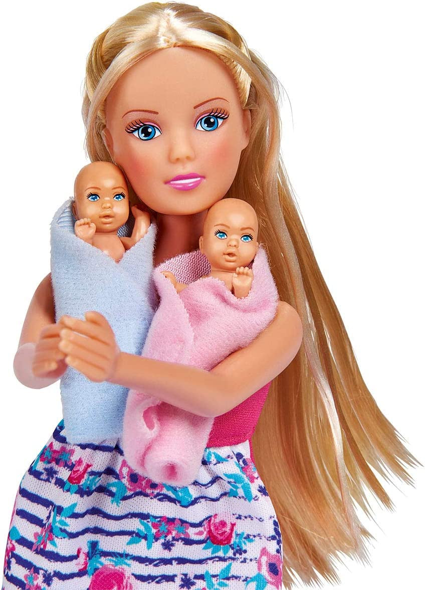 Simba 105733333 - Steffi Love Welcome Twins, Bambola incinta, Con gemelli, Con fasciatoio e vasca da bagno, Accessorio, Bambola da vestire, 29Cm, Per bambini dai 3 anni in su Dolls Naty Shop