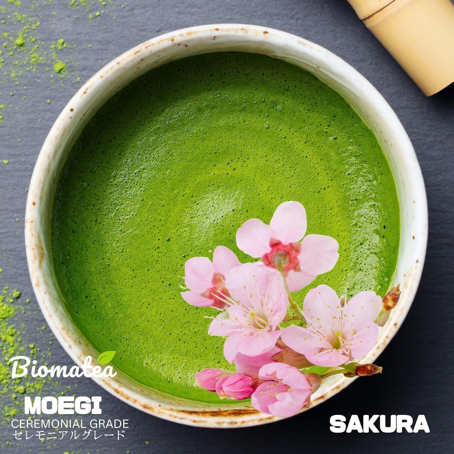Tè Matcha Sakura 50g - Grado cerimoniale dal Giappone - Tè verde premium con polvere di fiori di Sakura - Primo raccolto, macinato a pietra, vegano, senza additivi