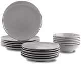 Set di stoviglie in gres da 6 porzioni Amazon Basics da 18 pezzi Smoky Grey