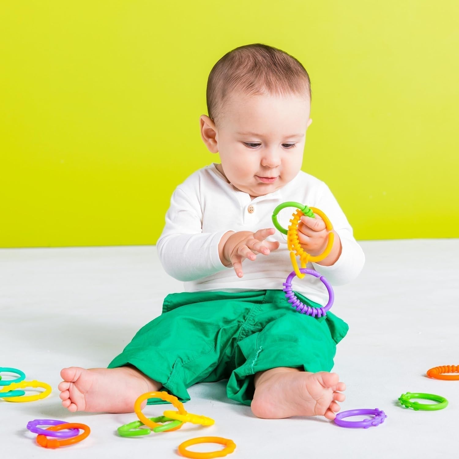 Bright Starts, Oball, Maglie di Collegamento per Catena per Passeggino, Molte Maglie, Pieghevole, Facile da Fissare, Facile da Pulire, Perfetto per i Viaggi Bebe Toys Naty Shop