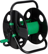 Relaxdays Avvolgitubo, Avvolgitubo Vuoto per Acqua, Tubo da Giardino da 30 m 1/2", Altezza-Larghezza 39 x 43 x 30 cm, Nero-Verde