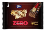 Cialde al cioccolato fondente Tirma 70% cacao | Senza zuccheri aggiunti | Adatto per diete cheto | Basso contenuto di carboidrati | Per diabetici Confezione multipla di wafer al cioccolato | 3 pezzi | 64,5 g