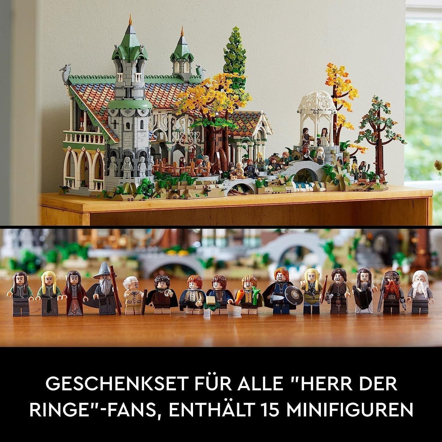 LEGO Icons Il Signore degli Anelli: Gran Burrone - Collezione per adulti e set da esposizione con 15 minifigure uniche tra cui Gandalf, Legolas, Aragorn e Frodo, esclusivamente su Amazon - 10316 Set da costruzione Besuche den LEGO-Store