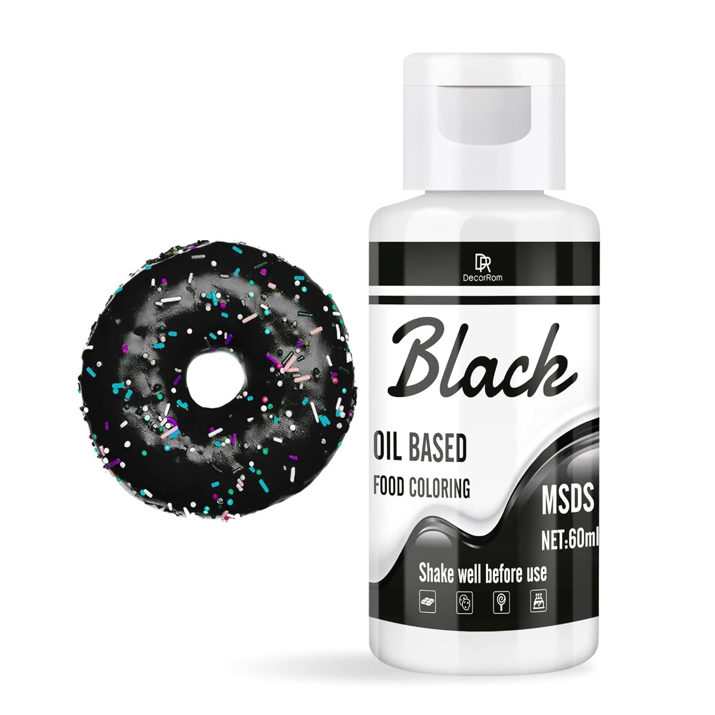 Farfalla lebensliche morbide per cioccolato - 60 ml di olio lebensmittelfarben per fondente, decorazioni torte, backen - colorante alimentare fluido per burro di kakao, crema al burro, Kuchen (nero) Naty Shop Schwarz