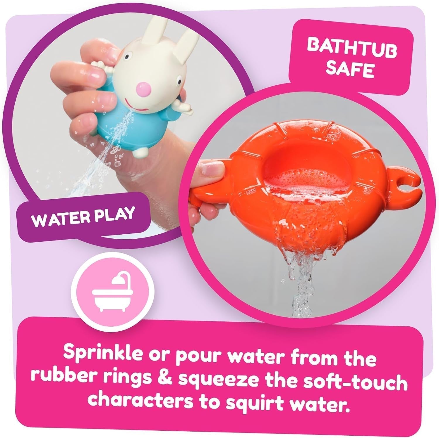 Tomy Toomies Peppa's Pool Party - 5 tazze con anello di collegamento con 5 giocattoli per bambini Peppa Pig & Friends Water Squirter - giocattoli da bagno +18 mesi - Giochi da bagno per bambini e giochi da piscina Bebe Toys Naty Shop