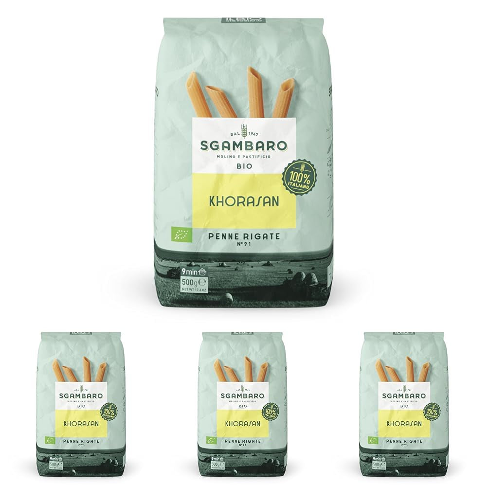 Penne Rigate Bio N.91 - 500g di Grano Khorasan - Grano antico, ricco di proteine, coltivato al 100% in Italia - Versatile in cucina e ricco di nutrienti