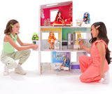 Rainbow High Townhouse - 3-Stöckiges Holzpuppenhaus mit 5 Bunten Zimmern & Terrasse - Komplett Eingerichtetes Haus mit Funktionierendem Lift und Zubehör - Spielzeug für Kinder von 4 bis 12+ Jahren