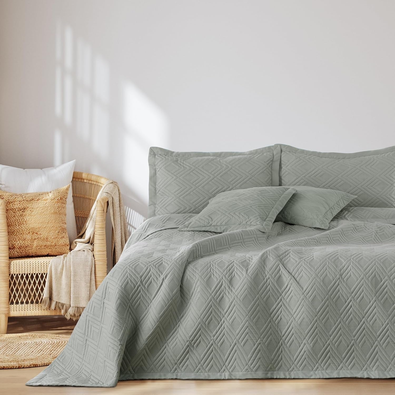Ameliahome Copriletto 170X210 Cm Copriletto double face Trapuntatura ad ultrasuoni Poliestere Ophelia Verde scuro Letti e coperte Besuche den AmeliaHome-Store Ofelia Grigio 260X280 Cm
