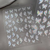 Aurora Muschel Schmetterling Nagelsticker Weiß Schmetterlinge Nail Sticker Gelee Relief Butterfly Nagelaufkleber Y2K Farfalle Nagel Sticker Nägel Nageldesign Nagel Zubehör Nail Art Stickers Nail art