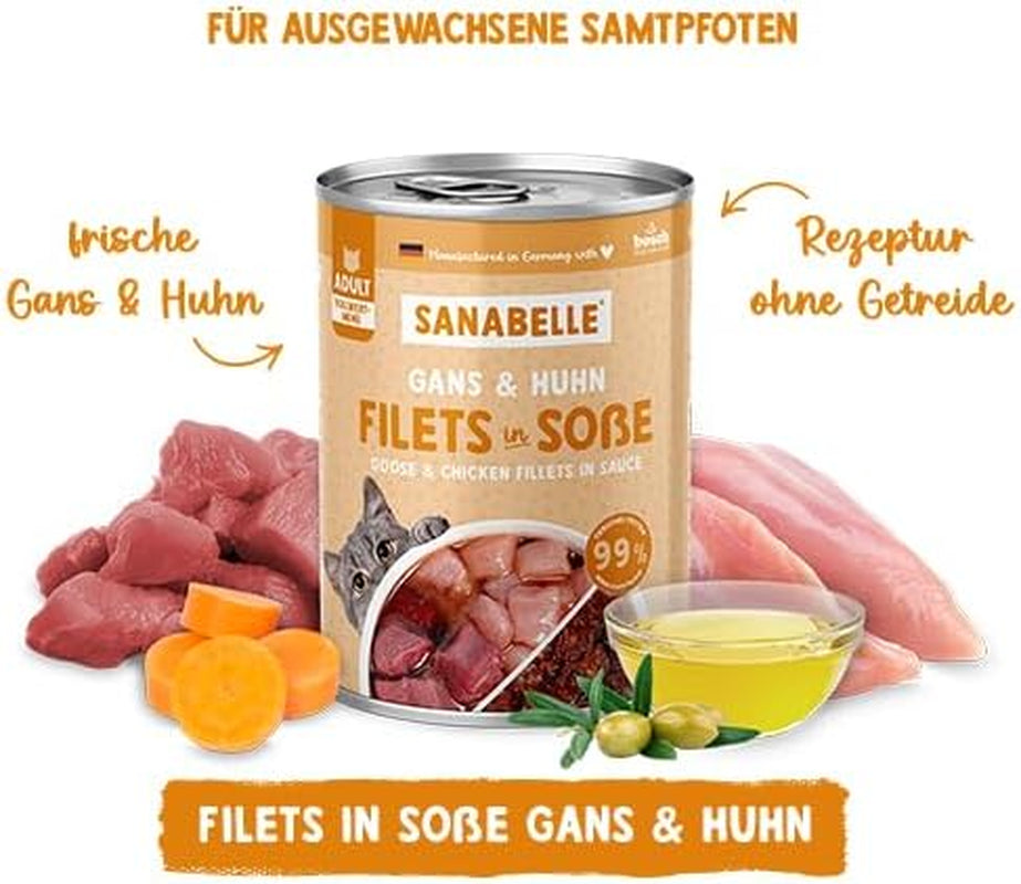 Sanabelle Gourmet Cibo umido in pentola con Oca e Pollo | 6 x 380 g | 2,28 chilogrammi