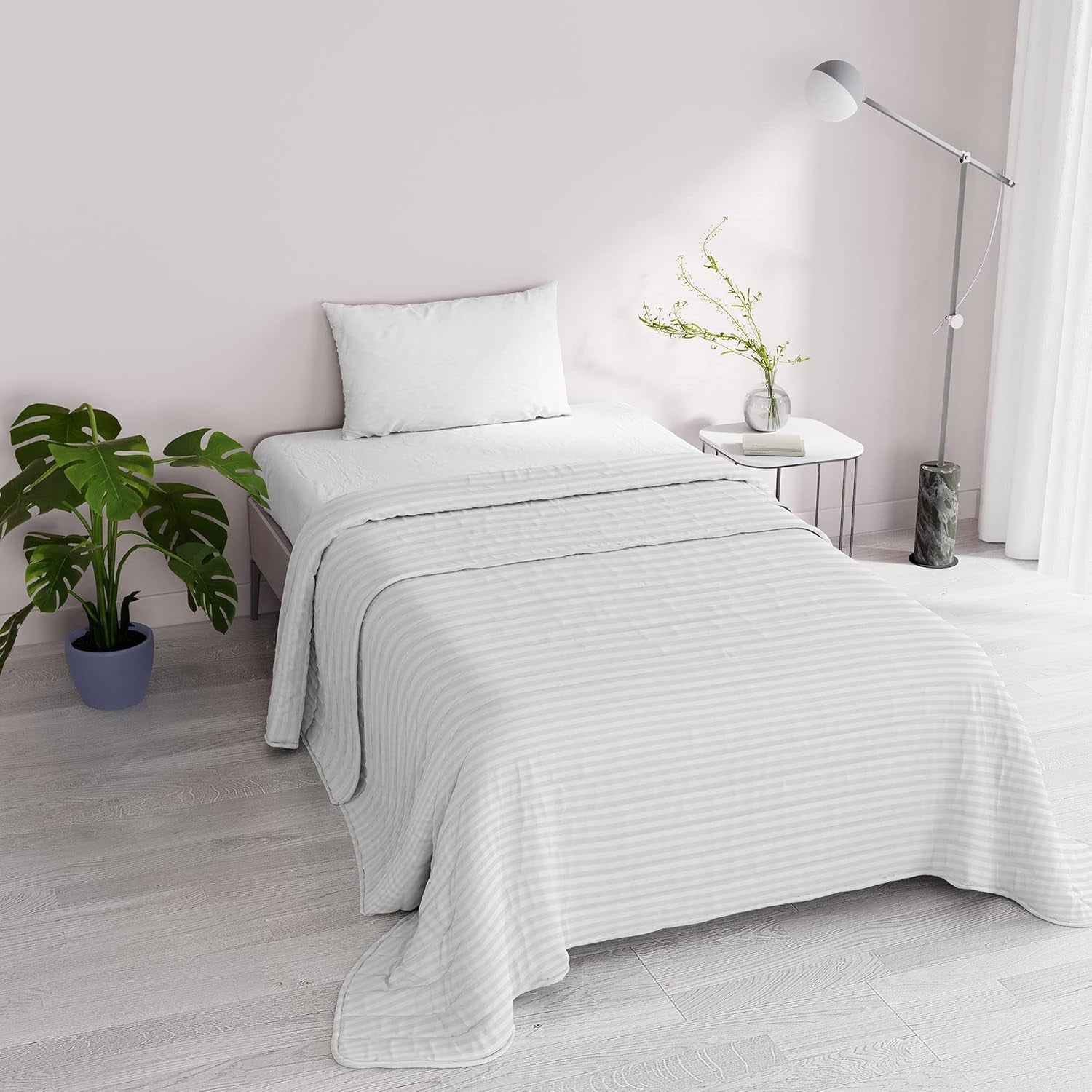 Trapunta estiva Satin Stripes, poliestere, panna, 260X250 Cm Trapunte e Trapunte Naty Shop Bianco 170X250 Cm