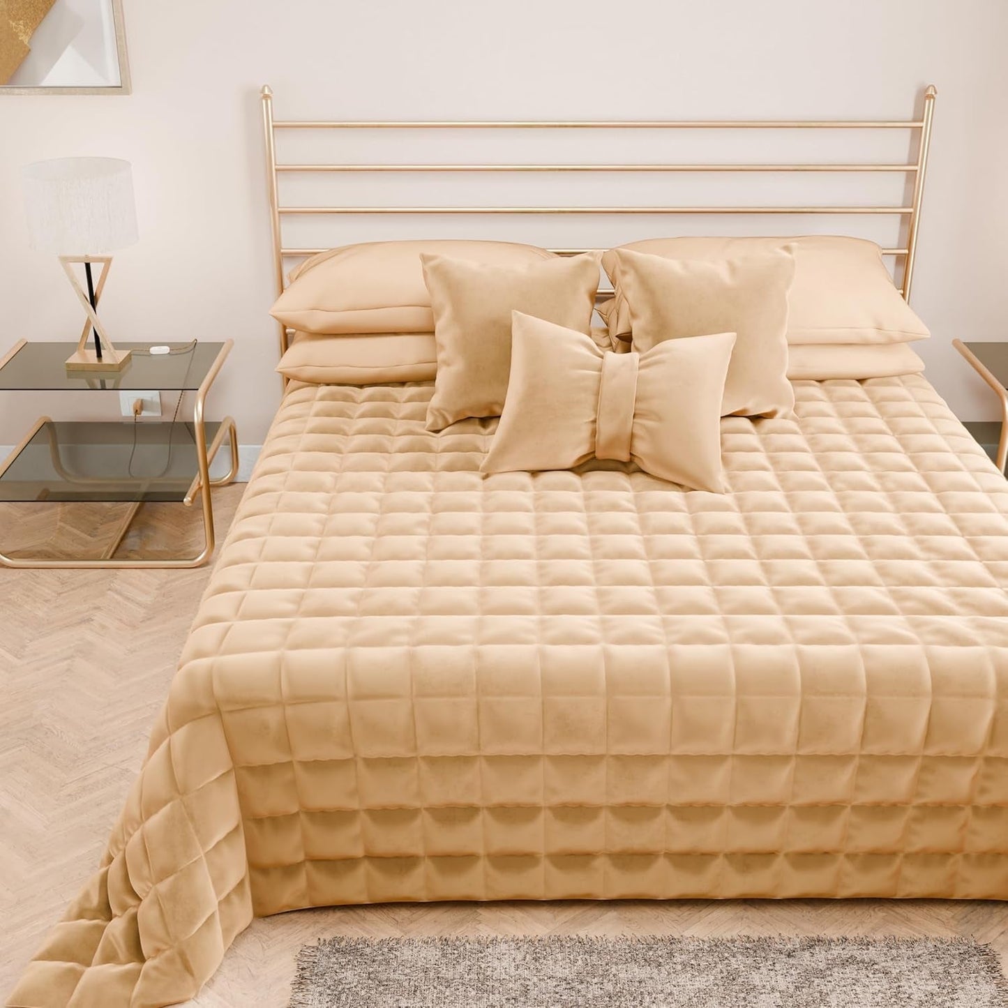 PETTI Artigiani Italiani - Trapunta Letto singolo, Trapunta double face, Trapunta primaverile, Blu notte, Bianco, Piumini e Trapunte 100% Made in Italy Naty Shop Gold 160 X 190 Cm