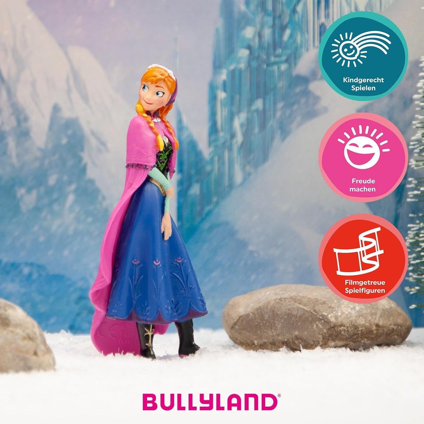 Bullyland 12960 - Statuetta della principessa Anna del film Frozen di Walt Disney, ca. 9,5 cm, molto dettagliato, ideale come piccolo regalo per bambini dai 3 anni in su