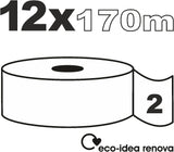Carta igienica Renova Jumbo BLK, 12 rotoli da 170 M, carta bianca, 2 strati