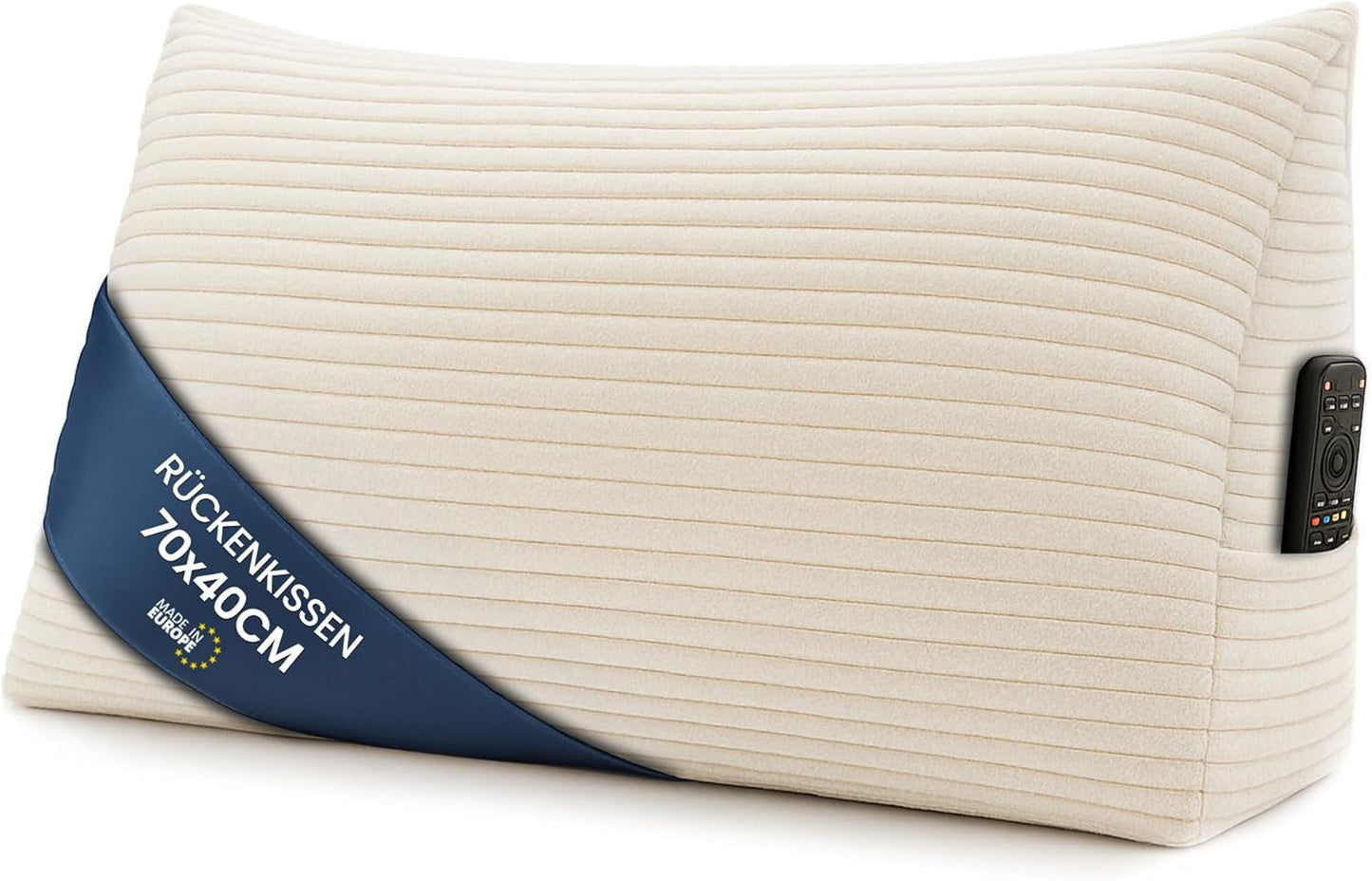Cuscino in piuma, cuscino schienale, cuscino in velluto, larghezza 70 cm - cuscino lettura per letto, divano e divano, cuscino divano grande, cuscino da parete, cuscino divano, cuscino lettura, cuscino supporto schiena, grigio chiaro