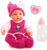 Funktionspuppe Hello Baby mit Geräuschen, bewegt den Mund, interattivo Puppe, Babypuppe, mit Zubehör, 46cm, rosa