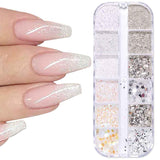 GZSY Nail Art Strasssteine ​​​​Nagel Perle Weiß 12Raster Nagel Charms Nageldesign Zubehör Perle Nail Art