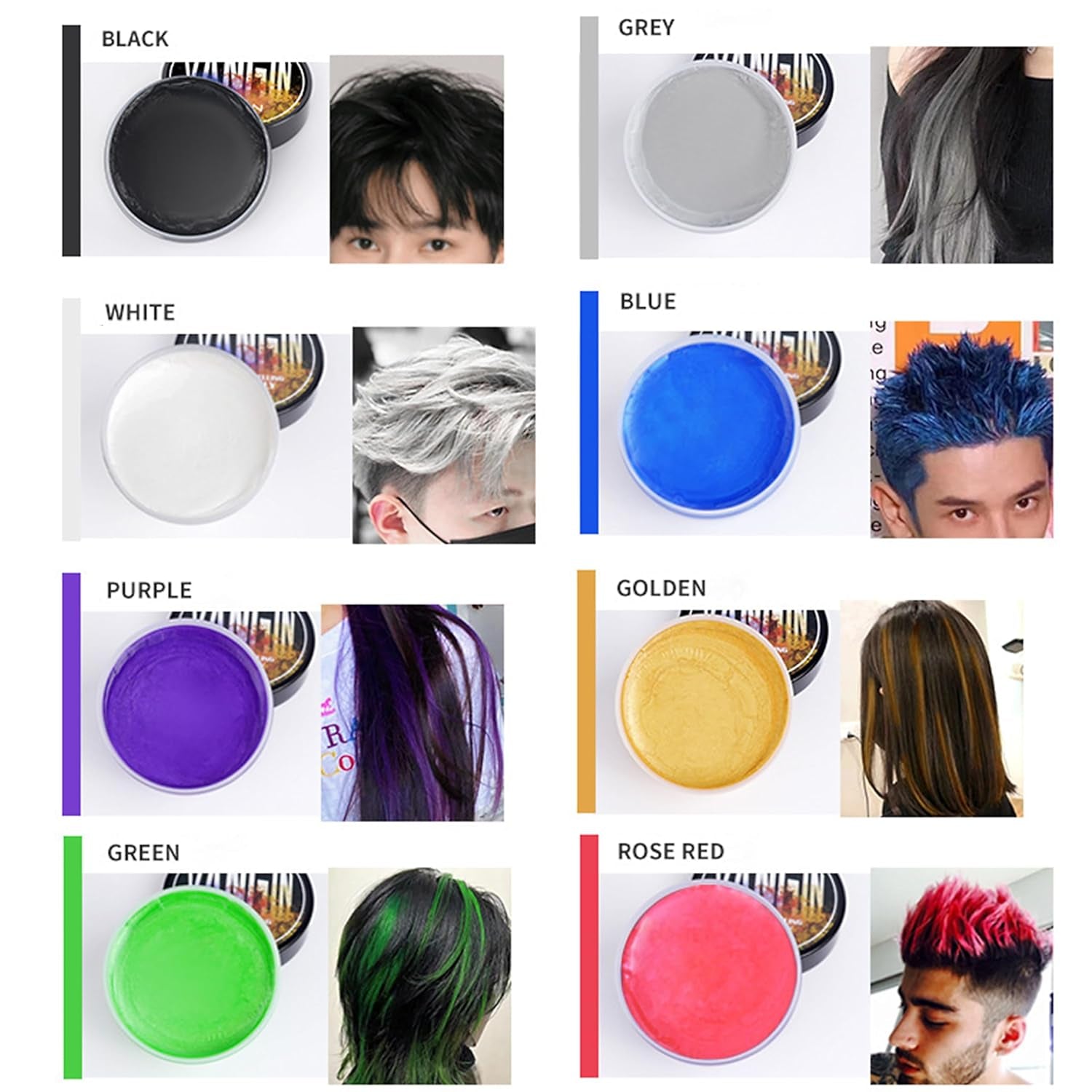 Tintura temporanea per capelli verde, Tonalità per capelli per uomo e donna, Pomata naturale per capelli, Cera colorante per capelli per feste, cosplay e Halloween, Natale, Tintura temporanea per capelli in crema (100 g, Verde) Naty Shop Tinture per capelli
