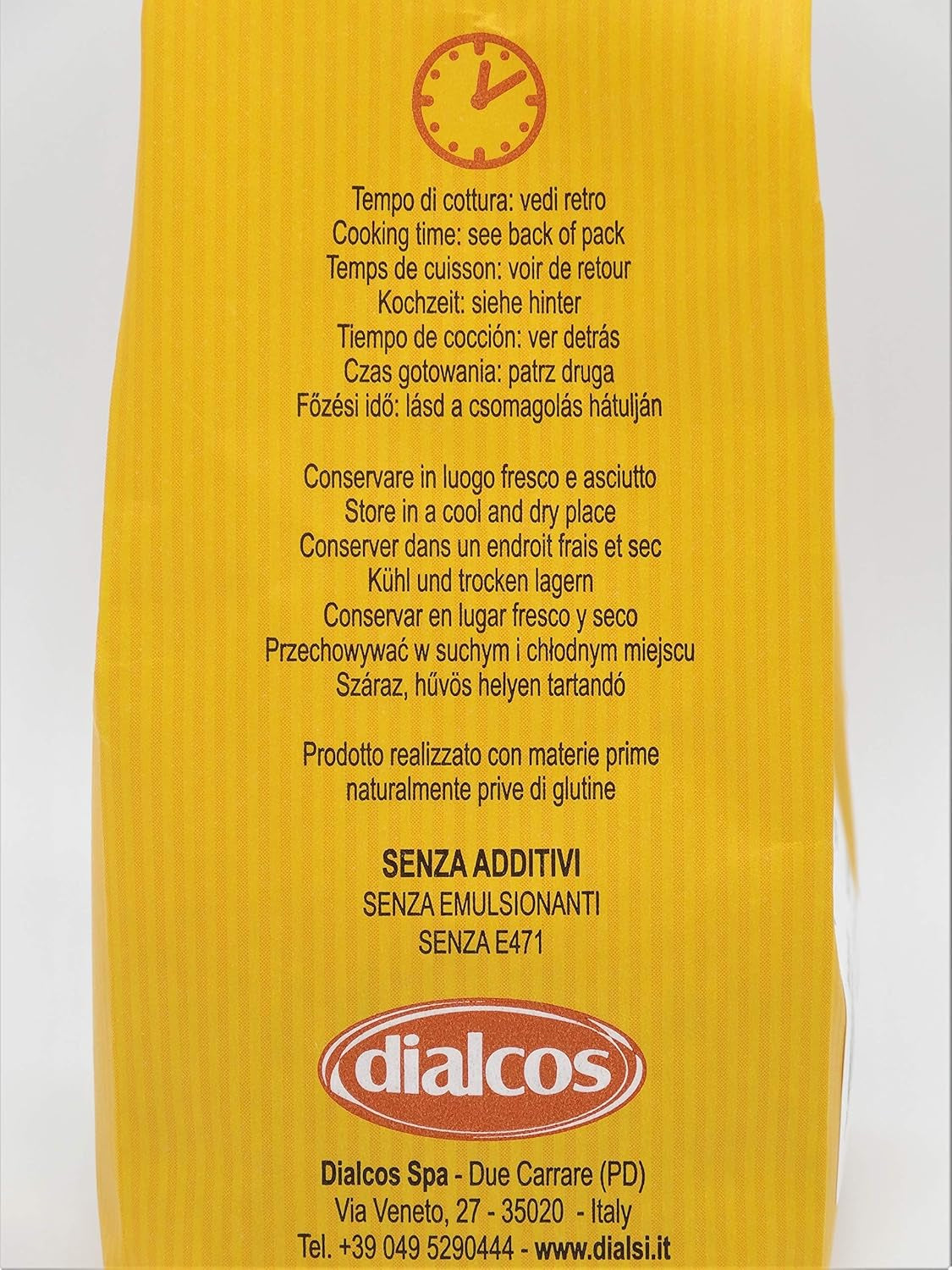 Pasta stella Dialsi, pasta di mais e riso senza glutine, cotta al bronzo, ingredienti 100% italiani, senza additivi, cuoce in 8-9 minuti, confezione da 300g