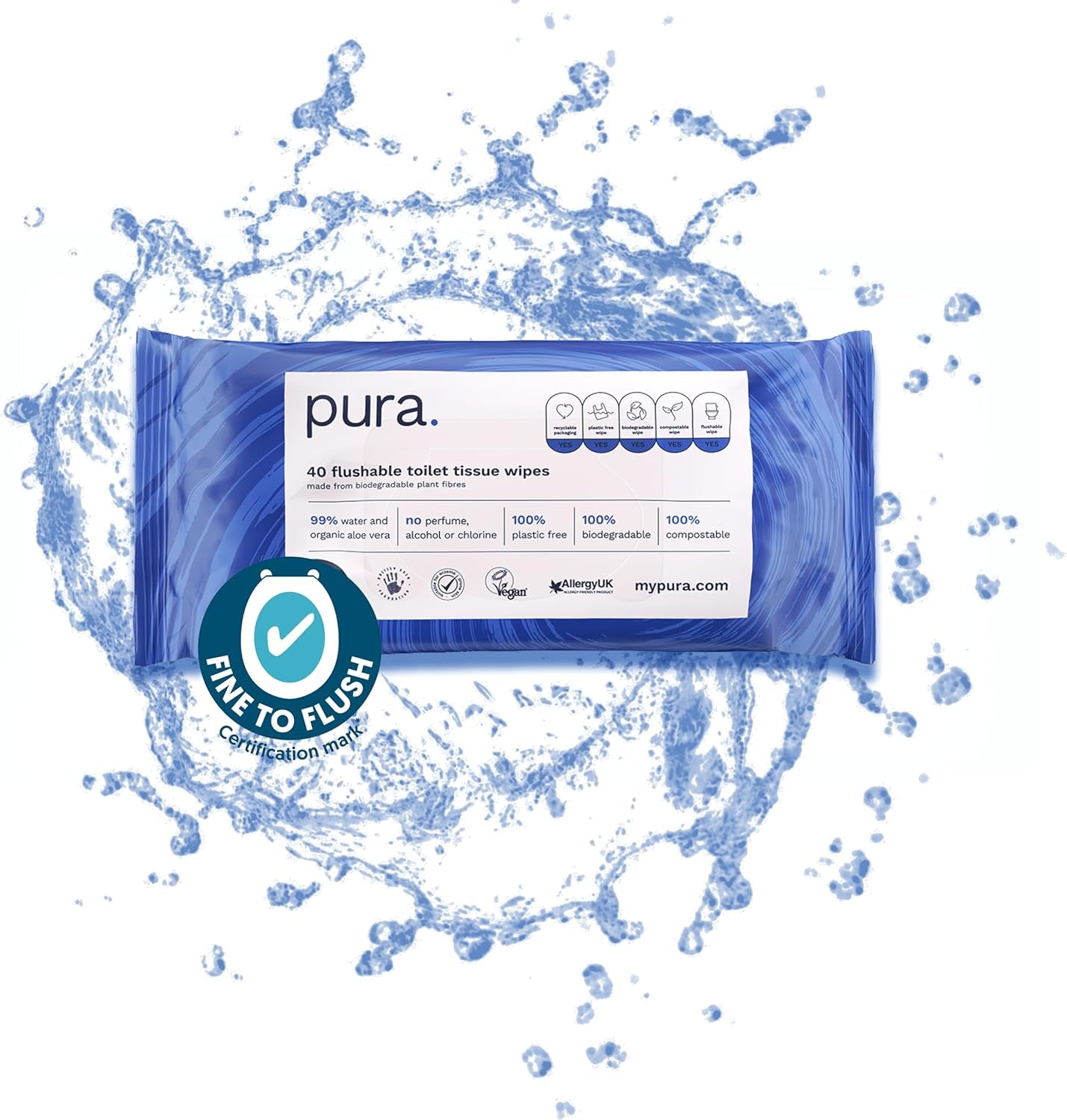 Salviette umidificate usa e getta ecologiche 560 salviette (14 x 40 salviette) Confezione mensile 100% senza plastica 99% salviette sensibili all'acqua Salviette umidificate da fine a scarico certificate biodegradabili vegane