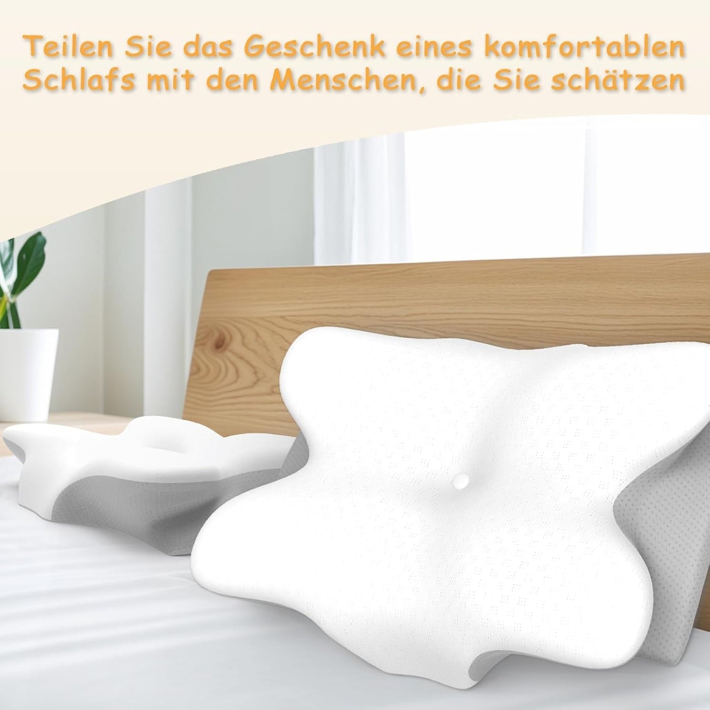 Cuscino cervicale ergonomico in memory foam con fodera lavabile rimovibile per sonno ortopedico, dolori al collo e dolori addominali (55X35X13 cm) Naty Shop Cuscini ortopedici cervicali