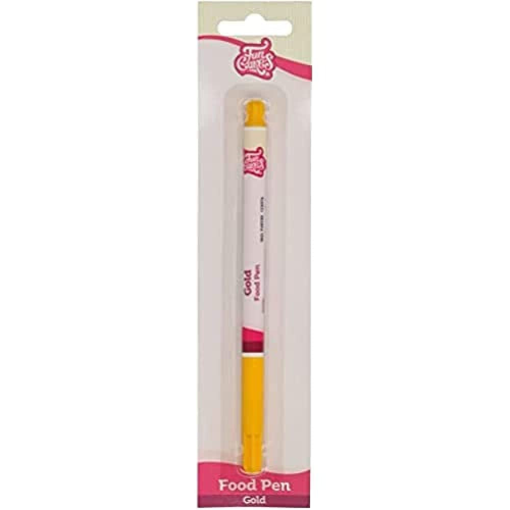 Funcakes Food Pen Gold: penne coloranti alimentari, punta flessibile per linee spesse e sottili, penna commestibile per biscotti, torte, fondente e altro, ideale per la personalizzazione, certificata Halal
