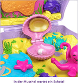 Polly Pocket Scatola Portaoggetti Borsa a Conchiglia con 2 Bambole e 1 Sottomarino Polly Pocket Sirena Giocattolo Età 4+ GNH11