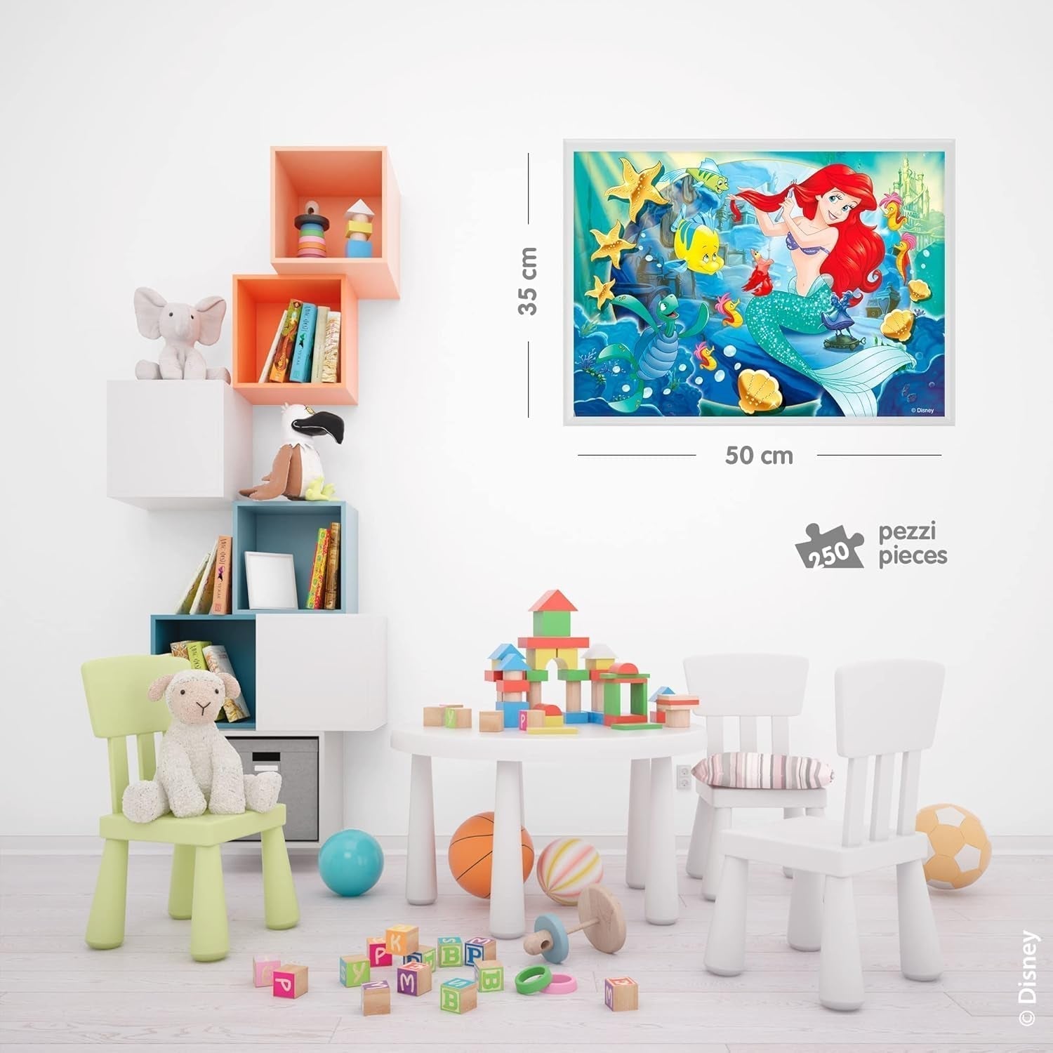 Lisciani - Puzzle DISNEY Ariel - Ricrea e colora le scene delle tue scatole preferite - da 7 anni - PUZZLE GRANDE da 250 pezzi - Incoraggia la destrezza Puzzle Naty Shop