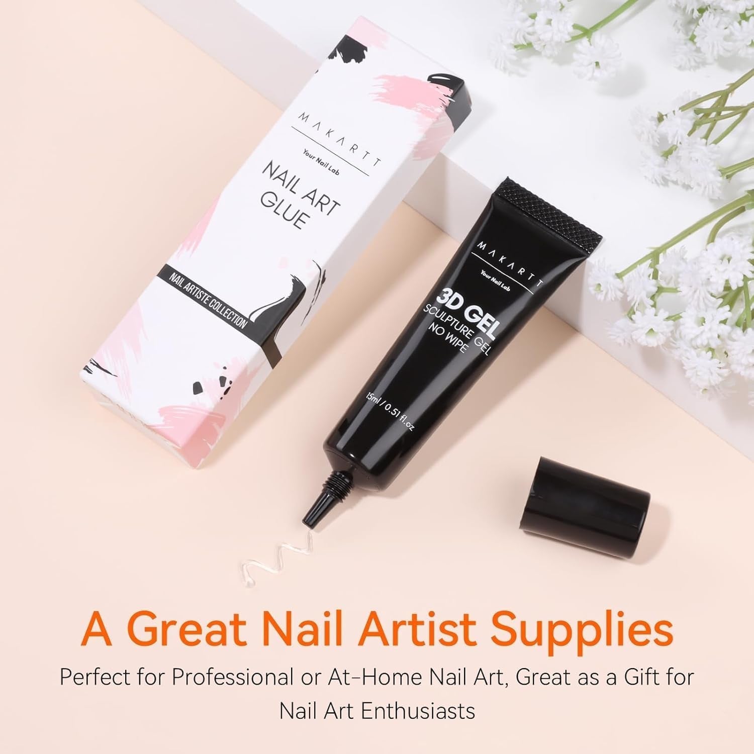 Makartt Gel per Nail Art 3D - Gel per Colla con Strass 15G per Portachiavi per Unghie, Gel per Scultura per Unghie Multifunzionale per Design delle Unghie Fai da Te, Scultura per Unghie Modellazione delle Unghie a Casa (Trasparente)