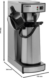 Macchina per caffè espresso Saro, inclusa caraffa con pompa isolata in acciaio inossidabile – 2,2 l – tempo di preparazione ca. 5–6 min – protezione durante il funzionamento senz'acqua – 2.069 kW – modello THERMO 24