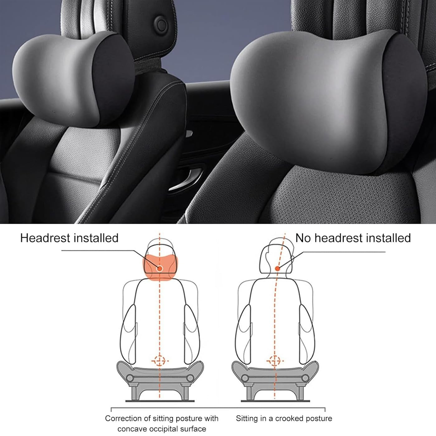 Cuscino per il collo dell'auto Cuscino morbido per poggiatesta dell'auto Cuscino per il collo dell'auto Cuscino per il collo dell'auto Cuscino per il collo Accessorio Cuscino Memory Cotone Accessorio per l'auto Cuscino per il poggiatesta Cuscino per il poggiatesta (Nero) Cuscini ortopedici cervicali Naty Shop