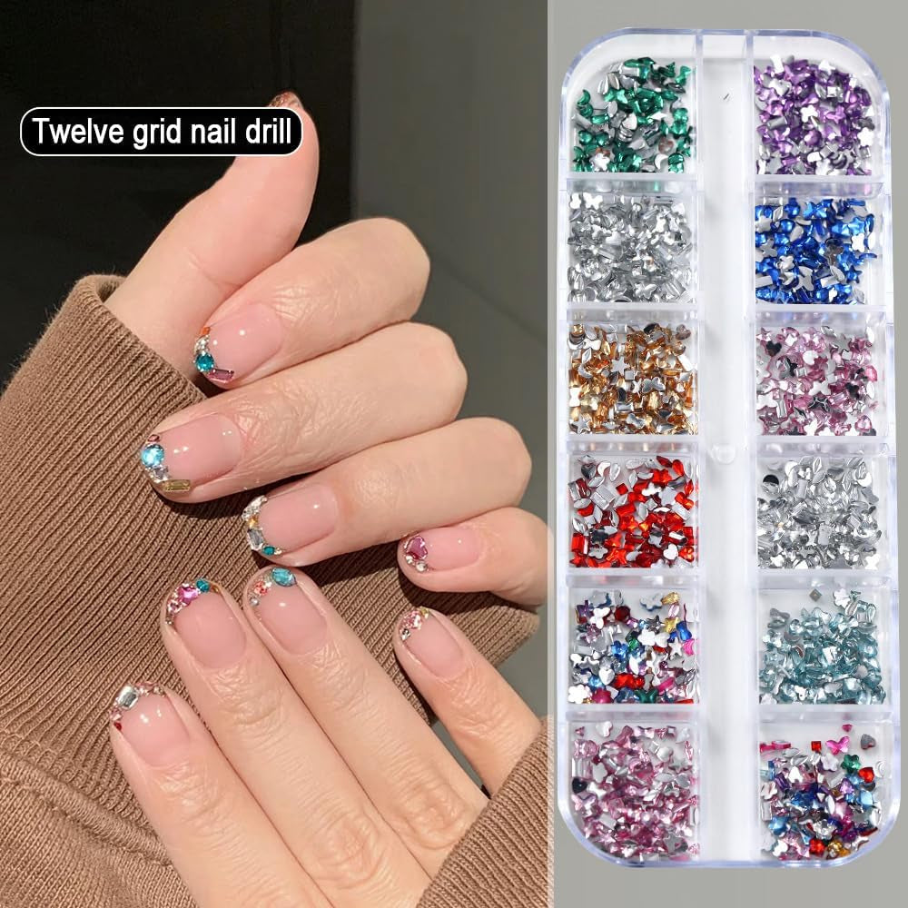 2000 pezzi Bunte Strasssteine ​​​​Nägel Glitzersteine ​​​​Ciondoli per unghie Nail art Edelsteine ​​​​Nagel Steine ​​​​Glitzer Steine ​​​​Nagel Charms Nägel Zubehör Kristalle Diamant Nageldesign Strass Nail Art Strass Nail Gems