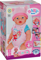 BABY Born Emma - bambola baby 43 cm - 10 funzioni inclusi accessori e materasso - Funziona completamente senza batterie - Adatto a bambini dai 3 anni in su