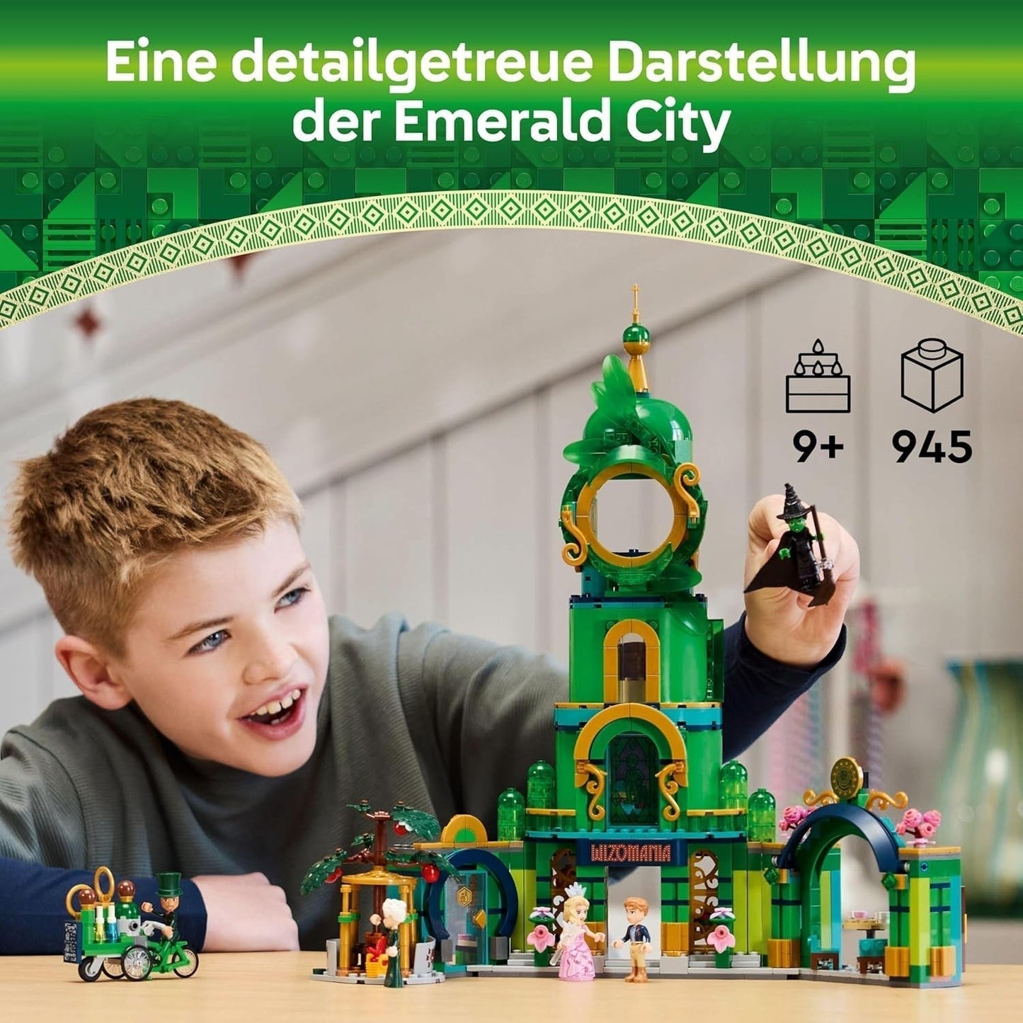 LEGO Wicked Benvenuto a Emerald City, giocattolo torre, mini bambole Glinda ed Elphaba, regalo per gli appassionati di cinema e per ragazze e ragazzi dai 9 anni che amano le case delle bambole 75684 Set da costruzione Besuche den LEGO-Store