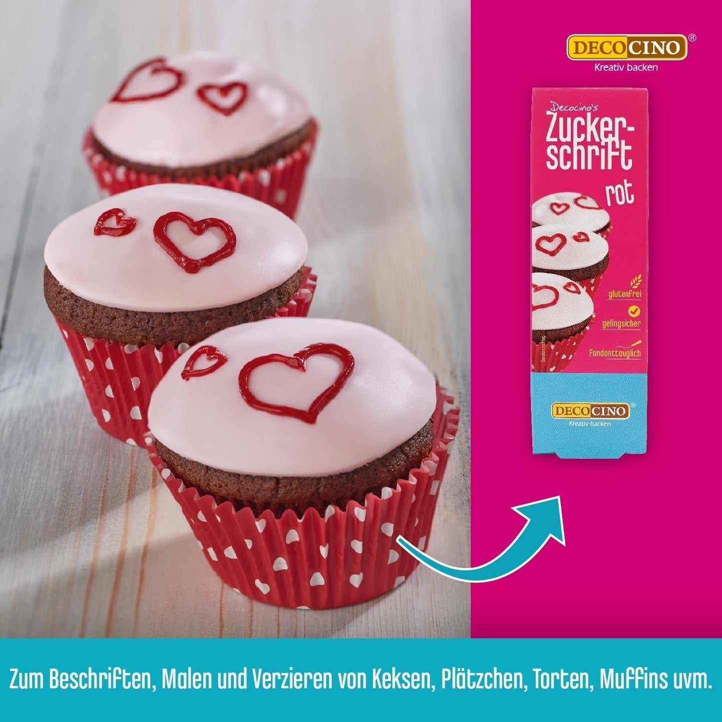 Decocino Scritta Zucchero Rosso - Scritta Colorante Alimentare - Pratico Tubo per Etichettare Fondente e Glassa - Decorazioni da Forno per Torte, Torte e Cupcakes! (Confezione da 2)