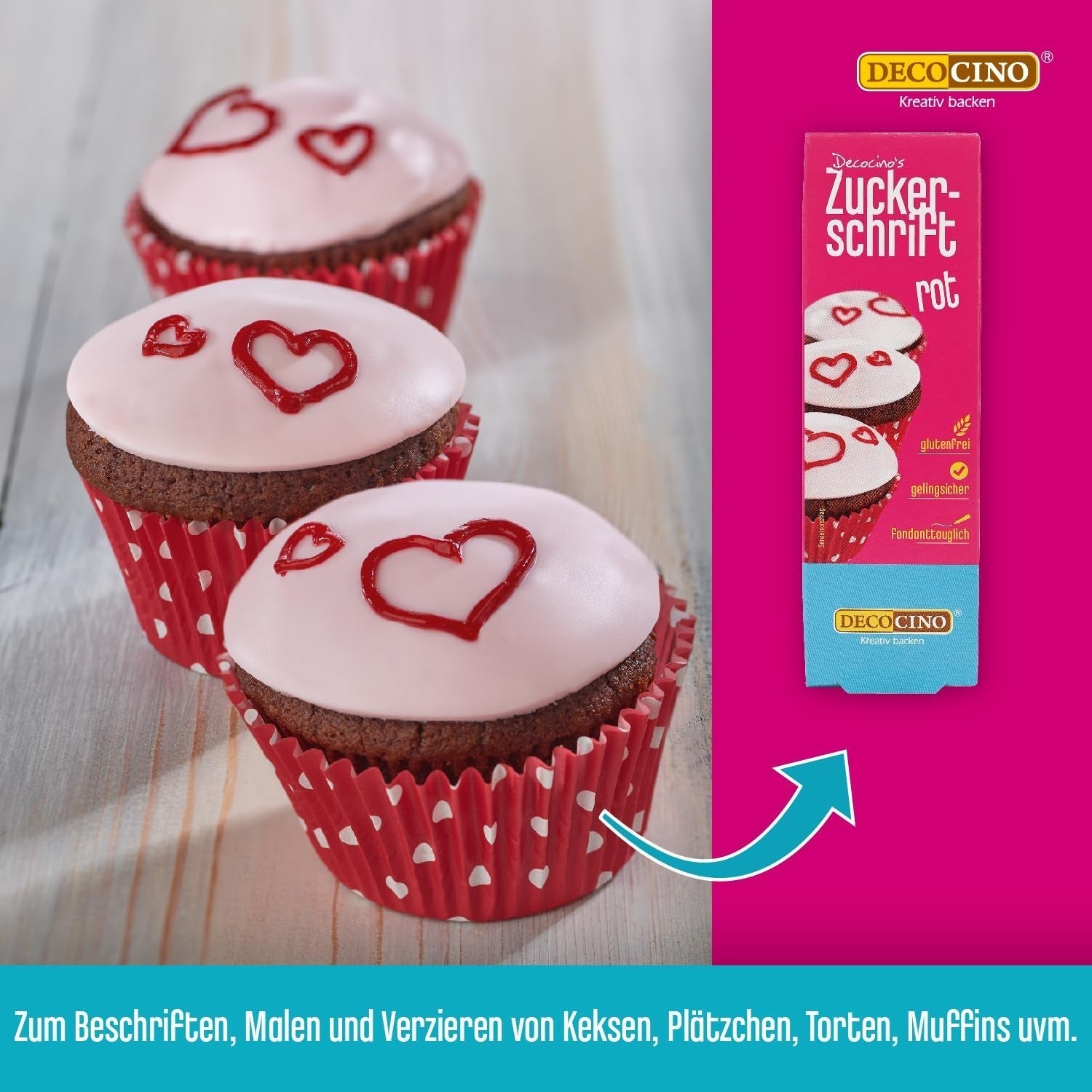 Decocino Scritta Zucchero Rosso - Scritta Colorante Alimentare - Pratico Tubo per Etichettare Fondente e Glassa - Decorazioni da Forno per Torte, Torte e Cupcakes! (Confezione da 2)