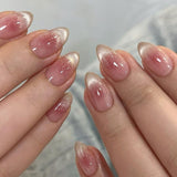 Moonglow Unghie Finte Magnetiche Corte, Occhi di Gatto Glitter Rosa Mandorla Sfumato Rosso con Colla, Unghie Artificiali Fototerapia Glitter Rosa Rosso Ombre per Donne e Ragazze