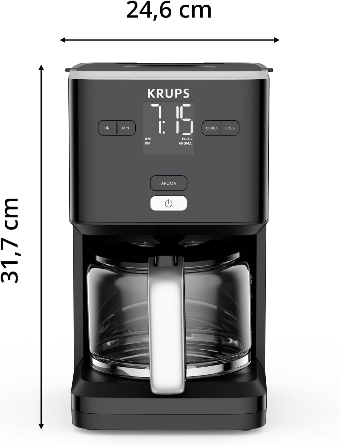 Macchina da caffè Krups Smart'n Light con timer, per 1,25 litri di caffè filtro, funzione di mantenimento in caldo, spegnimento automatico, nero, KM600810
