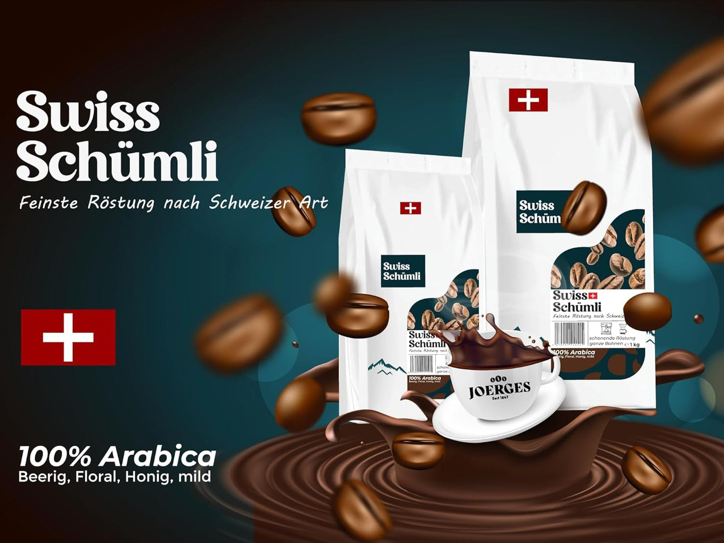 Da oltre 175 anni di esperienza: Schwiizer Schüümli Caffè svizzero Schümli in grani 1 kg – Tostatura leggera per un caffè Schümli pregiato, crema perfetta, intensità 2/5, acidità 1/5 – per un vero piacere del caffè