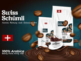 Da oltre 175 anni di esperienza: Schwiizer Schüümli Caffè svizzero Schümli in grani 1 kg – Tostatura leggera per un caffè Schümli pregiato, crema perfetta, intensità 2/5, acidità 1/5 – per un vero piacere del caffè