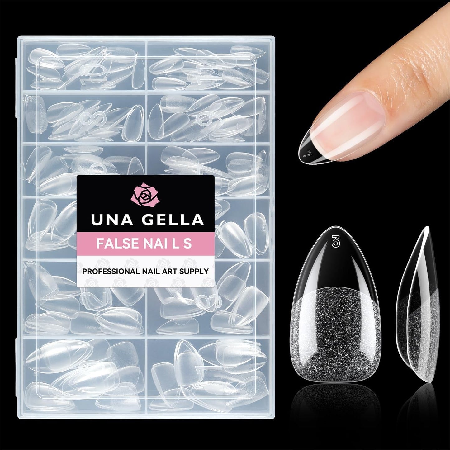 Punte per unghie in gel ballerina 216 pezzi 12 dimensioni Punte per unghie in gel morbido Copertura completa Set di estensioni per unghie Semi opaco Fai da te Home Art