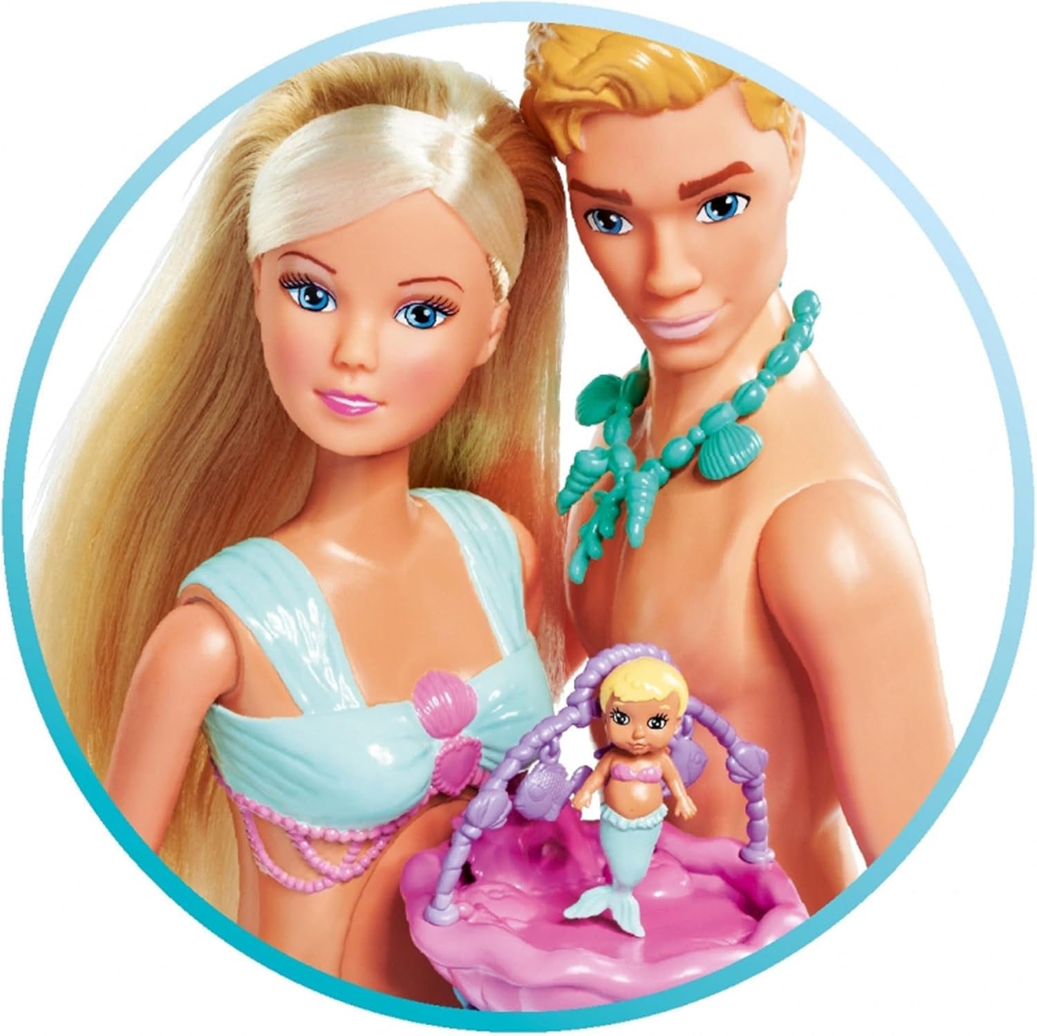 Simba 105733524 - Steffi Love Sirena Famiglia Sirena Incinta Kevin Bambola con culla 29 cm Bambole alla moda Bambole da gioco da 3 anni in su